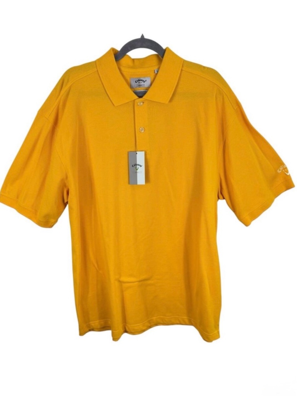 Callaway Golf Sport NWT 100% Cotton Yellow Short Sleeve 1/4 Button Polo Men's XL